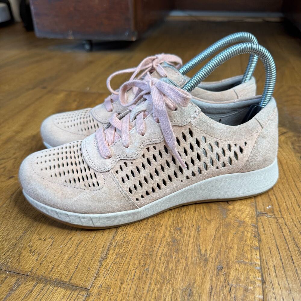 Dansko Charlie Sneaker Pink Suede Perforated Lace Up Comfort Shoes Sz 37 US 6.5